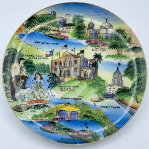 Vintage Texas San Antonio Plate Souvenir Collectible Hand Painted Alamo Japan